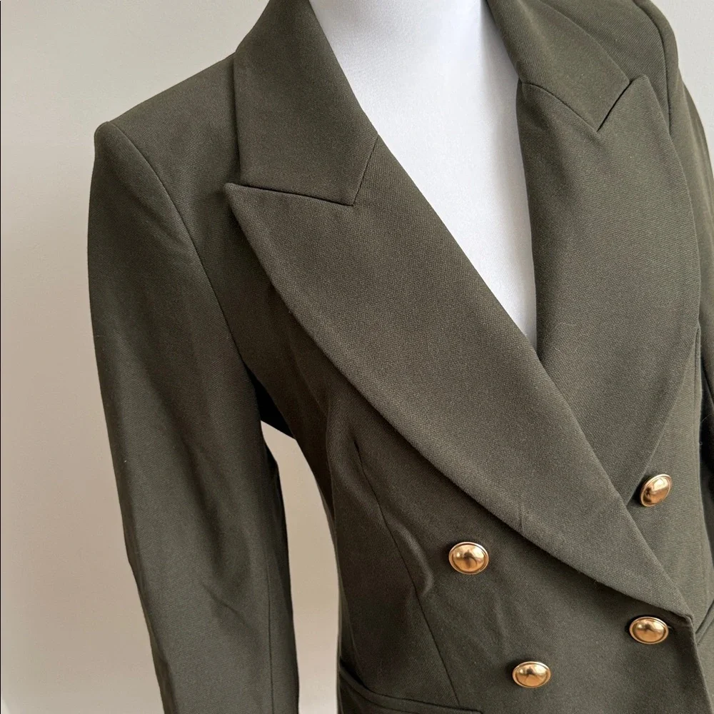 Express Olive Double-Breasted Blazer - Picture 2 of 3